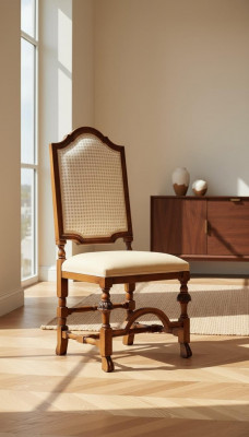 Stull 1 Sëtz Still Holz Luxus Klass Miwweldesign Lehnstull Holz Iesszëmmer Nei