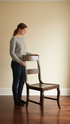 Designer Holz Still an Iesszëmmer Luxus Miwwelen Braun Faarf Nei