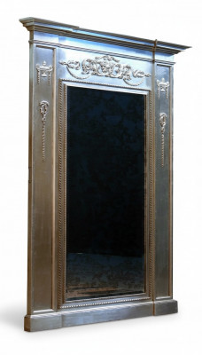 Spigel Sëlwer Barock XXL Grouss Mauer-Spigel Holz 132x14x220cm Kader
