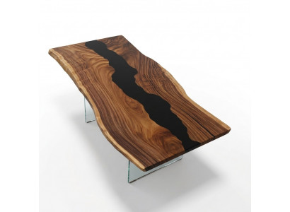 Dësch Epoxidharz Iessdësch Echt Holz Massiv Dëscher 183x90 Flossdësch