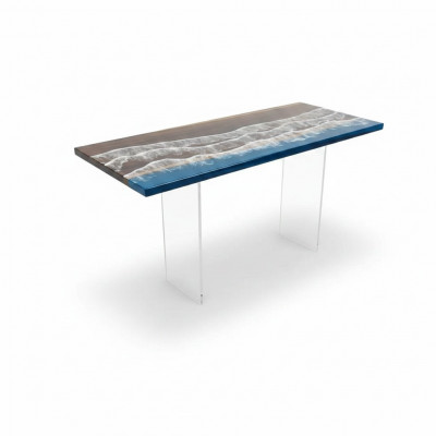 Moderne Iessdësch Epoxy Miwwelen Designer Dësch Epoxidharz Dëscher 121x51cm