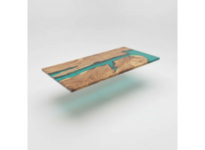 Epoxidharz Iessdësch echt Holz massiiv Miwwel Waasserfall Epoxy Dësch 191x91cm