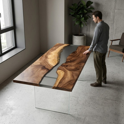 Design Dësch Modern Mier Floss Miwwelen Dëscher Iessdësch Dëscher Epoxy Harz Ozean