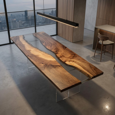 Design Dësch Modern Mier Floss Miwwelen Dëscher Iessdësch Dëscher Epoxy Harz Ozean