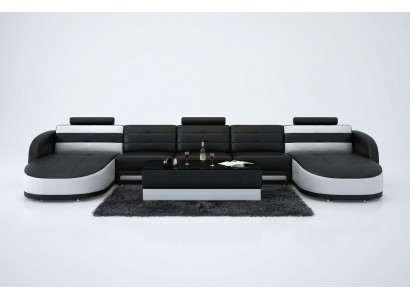 Design Lieder Wunnlandschaft Ecksofa Moderne Garnitur Couch Eck USB Nei Schwaarz