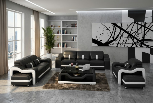 Design Sofagarnitur Couch Polstersofaen Lieder Modern 3+1 Sëtzer Komplett Set Nei