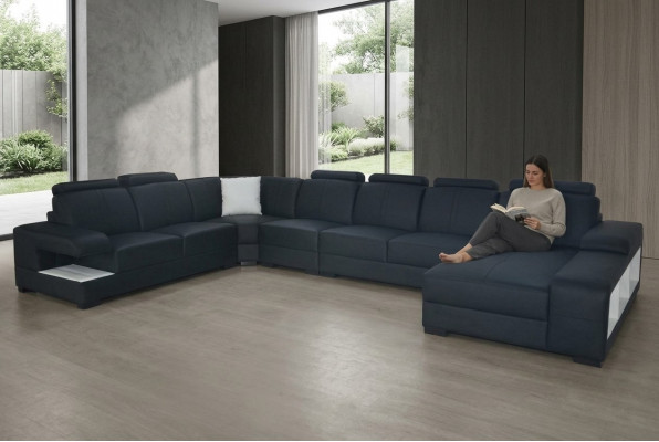 Ecksofa Design Eckgarnitur Eckcouch Sofa Canapé Polster Wunnlandschaft LED USB