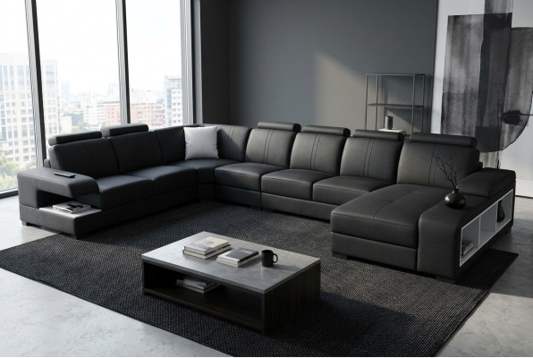 Ecksofa Design Eckgarnitur Eckcouch Sofa Canapé Polster Wunnlandschaft LED USB