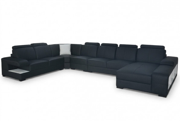 Ecksofa Design Eckgarnitur Eckcouch Sofa Canapé Polster Wunnlandschaft LED USB