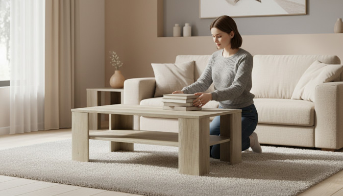 Couchtisch SL103 Wunnzëmmerdësch Canapé Dësch Kaffisdësch Holz Dëscher Bäistell Nei