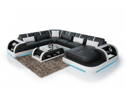 Modern Liederdivan Canapé Wunnlandschaft Design Eckdivan Eck Garnitur Divan Luucht USB