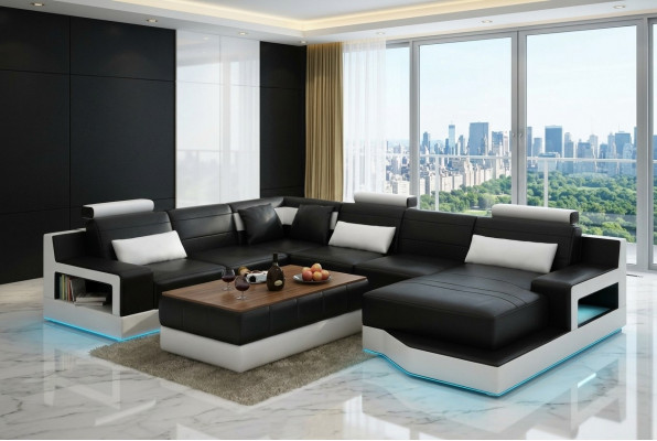 Design-Lieder-Wunnlandschaft-Eck-Sofa-Modern-Garnitur-Kanapee-Eck-Schwaarz-USB-Nei