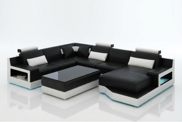Design-Lieder-Wunnlandschaft-Eck-Sofa-Modern-Garnitur-Kanapee-Eck-Schwaarz-USB-Nei