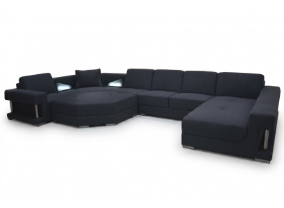 Textil Eckcouch Polster Wunnzëmmer Couch Garnitur Eckgarnitur Sofa Couchen + USB