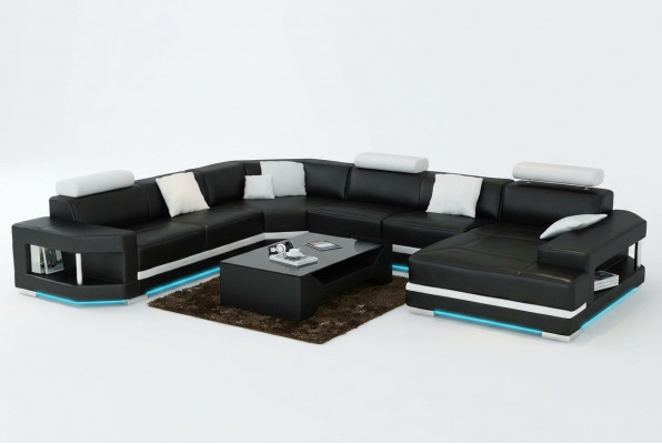 Ledersofa Sofa Couch Wunnlandschaft Ecksofa Garnitur Design Modern Sofa mat USB