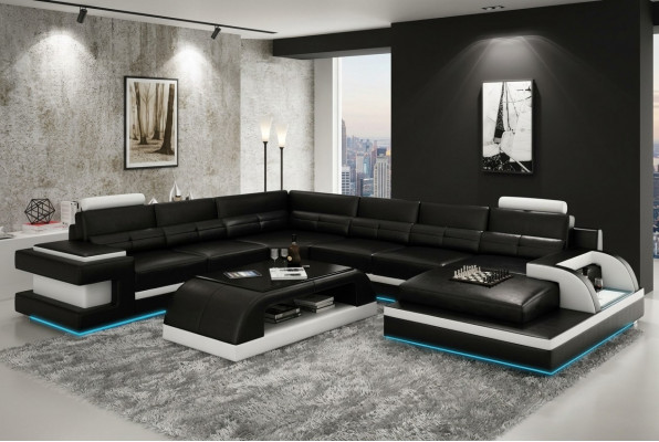 Modern Ecksofà Couch Polstersëtz Eckgarnitur Wunnlandschaft Sofà Eck Garnitur + USB