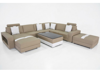 Eckcouch U-förmeg Couch Sëtzpolster Eck Lieder Modern Designer Couchen + USB