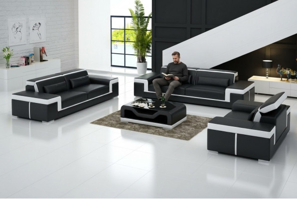 Soffagarnitur 3+3 Sëtzer Lieder Sofa Couch Polster Garnitur Soffagarnitur