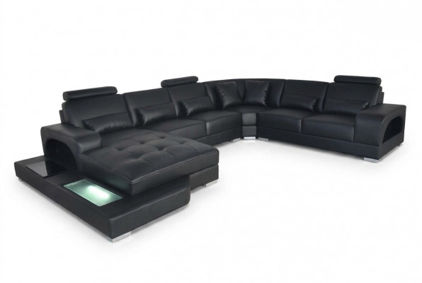 Design Liederpolster Sëtz Ecke Sall Sofa Eck Sofae mat USB Designer Wunn LED
