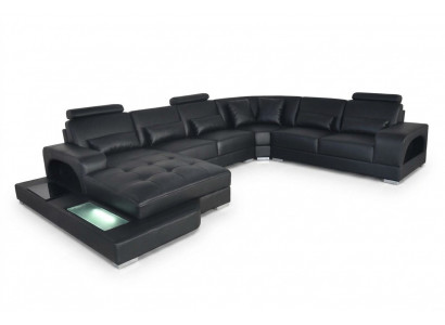 Design Liederpolster Sëtz Ecke Sall Sofa Eck Sofae mat USB Designer Wunn LED