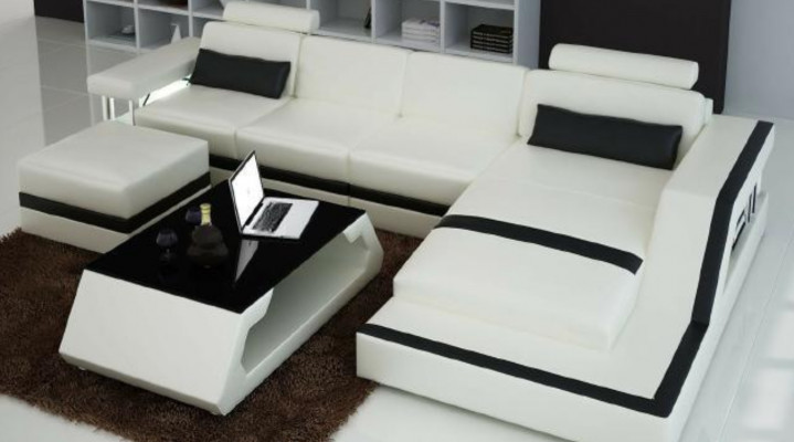 Designer Wunnlandschaft Grouss Modern Liederdivan mat USB HAMBURG III Ecke Sofa Canapé