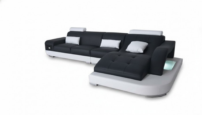 Eck Sofa Polster Dësch Couchen Sofas Wunnlandschaft + USB Luxus Garnitur Eck