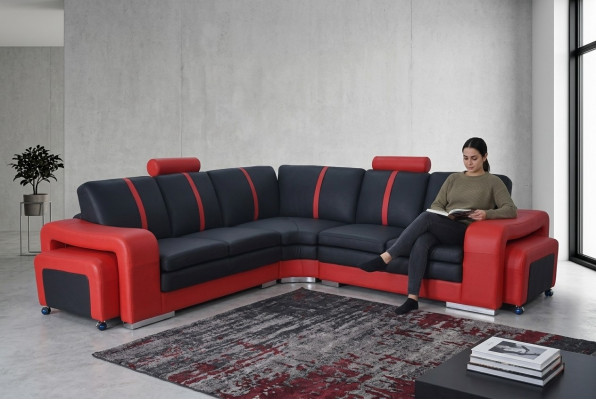 Modernt Ecksofa Couch Polster Eckgarnitur Sofa Eck Garnitur + USB Wunnlandschaft