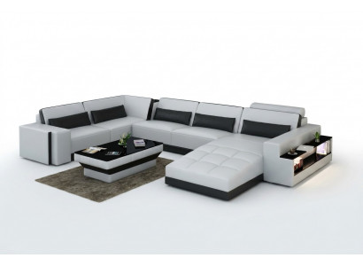 Ledersofa mat USB Couch Wunnlandschaft Ecksofa Eck Garnitur Design Modern Sofa