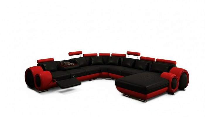 Ledersofa Canapé Wunnlandschaft Ecke Canapé Eck Garnitur Design Modern Canapé mat USB