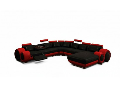 Ledersofa Canapé Wunnlandschaft Ecke Canapé Eck Garnitur Design Modern Canapé mat USB