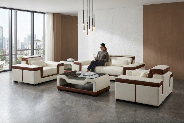 Komplett Garnitur 3+2+1 + Couch Dësch Sofa Lieder Sëtz Grupp Sofagarnitur + USB