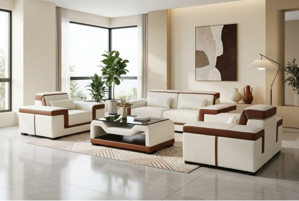 Komplett Garnitur 3+2+1 + Couch Dësch Sofa Lieder Sëtz Grupp Sofagarnitur + USB