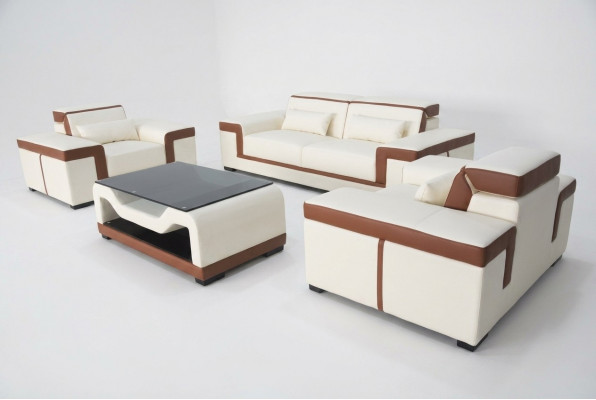 Komplett Garnitur 3+2+1 + Couch Dësch Sofa Lieder Sëtz Grupp Sofagarnitur + USB