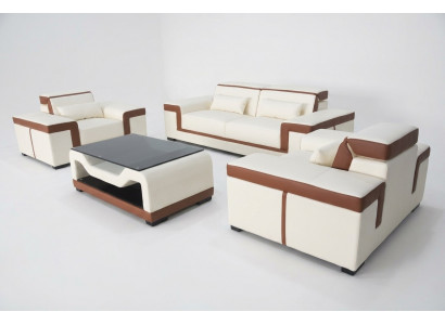 Komplett Garnitur 3+2+1 + Couch Dësch Sofa Lieder Sëtz Grupp Sofagarnitur + USB