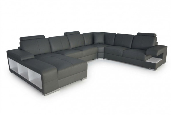 Wunnzëmmer Canapé Sofa Lieder Polster Eck Sëtz Garnitur U Form Wunnlandschaft +USB