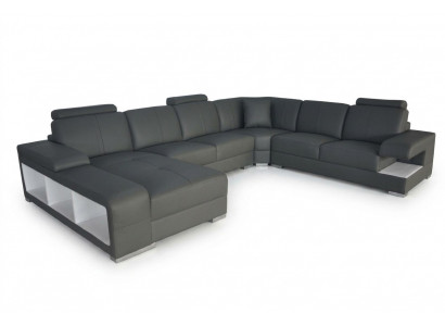 Wunnzëmmer Canapé Sofa Lieder Polster Eck Sëtz Garnitur U Form Wunnlandschaft +USB