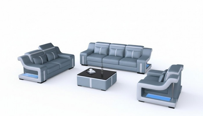 Design-Couchgarnitur mat USB Set Wunnzëmmer Set 3+2+1 + Couchtisch Modern