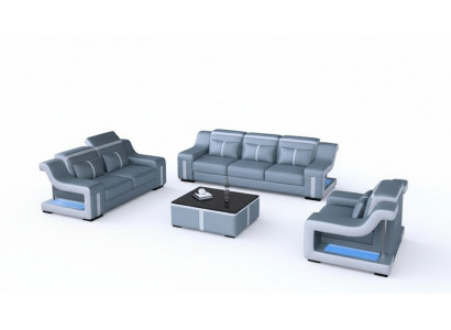 Design-Couchgarnitur mat USB Set Wunnzëmmer Set 3+2+1 + Couchtisch Modern