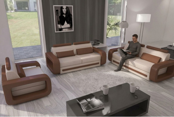 Sofa-Set Sofa Canapé Polster Lieder Couchen Sofae 3+2+1 Set Davos Garnitur Nei