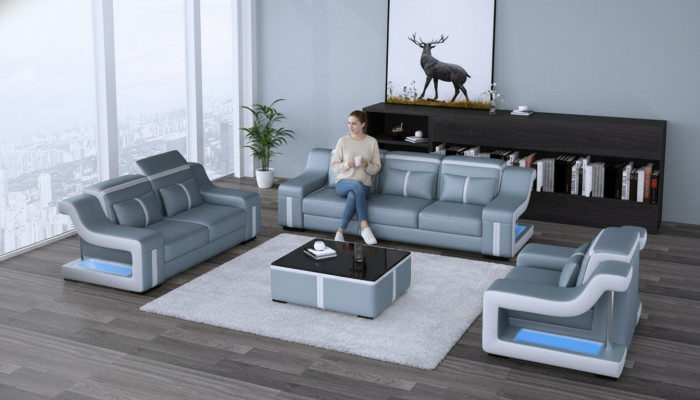 Sofa USB Sofa Këssen 3+2+1 Garnitur Lieder Sofa Couches Set Kombinatioun Nei