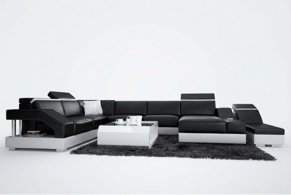 Ledersofa Sofa Canapé Wunnlandschaft Eckcouch Garnitur Design Modern Canapé mat USB