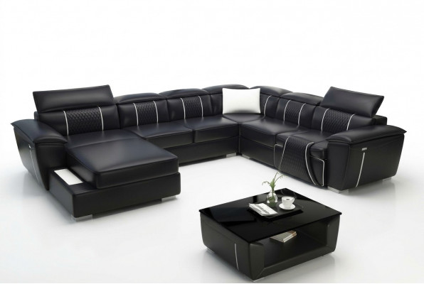 Eckcouch Wunnlandschaft Canapé Couch Polster Lieder Design Relax Multifunktioun U-Form