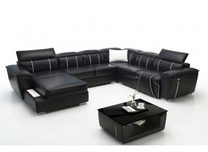 Eckcouch Wunnlandschaft Canapé Couch Polster Lieder Design Relax Multifunktioun U-Form