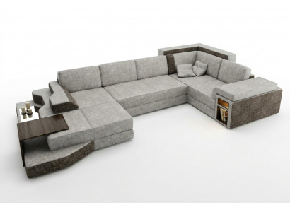 XXL Design Grouss Sofa mat USB Ecksofa Couch Waunlandschaft U Form Lieder Textil Eck.