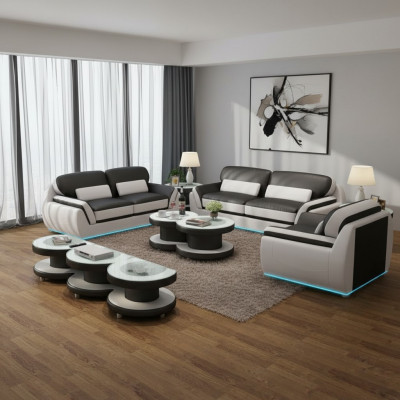 Ledercouch Couch Sofagarnitur Nei 3+2+1 Set Design Modern Sofa + USB