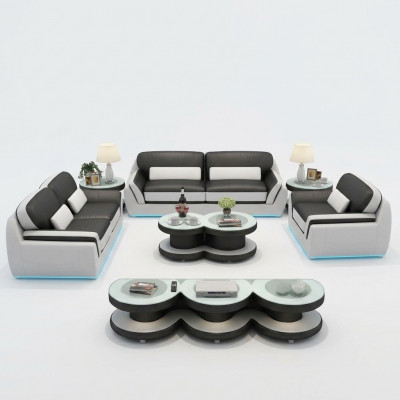 Ledercouch Couch Sofagarnitur Nei 3+2+1 Set Design Modern Sofa + USB