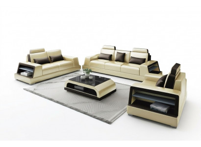 Wunnzëmmer Polstersëtzt Ledersofa Couch Sofa Sëtz Polster Garnituren 3+2+2
