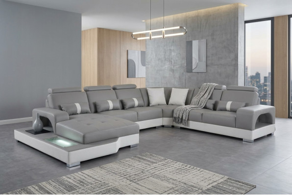 Lieder Ecksofa Wunnlandschaft Garnitur Design Modern Canapéen Sofaen mat USB LED Neit