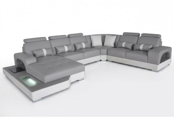 Lieder Ecksofa Wunnlandschaft Garnitur Design Modern Canapéen Sofaen mat USB LED Neit