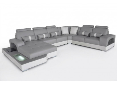 Lieder Ecksofa Wunnlandschaft Garnitur Design Modern Canapéen Sofaen mat USB LED Neit